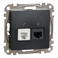 Розетка rj45+rj11 6utp, чорний Schneider SDD114468