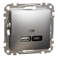 Usb розетка а+с, мат алюміній Schneider SDD170405U