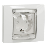 Розетка з з/к,шторк.проз.кришк.ip44,біл. Schneider NU003718