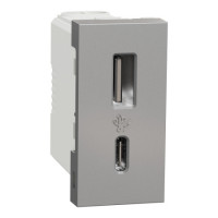 Розетка usb тип a+c, 1 мод, 12 вт, алюм Schneider NU301630