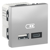 Подвійна usb розетка a+c алюм. Schneider NU301830