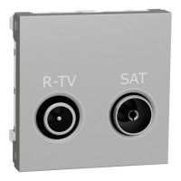 Розетка r-tv sat один, 2 модуля алюм Schneider NU345430