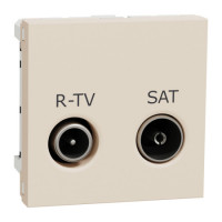 Розетка r-tv sat один, 2 модуля беж Schneider NU345444