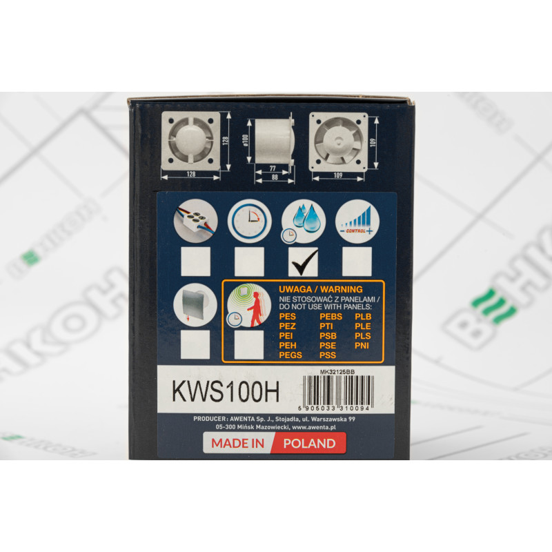 Витяжний вентилятор Awenta System+ Silent KWS100H