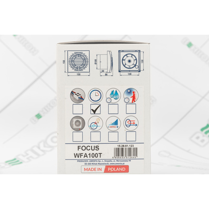 Витяжний вентилятор Awenta Focus WFA100T