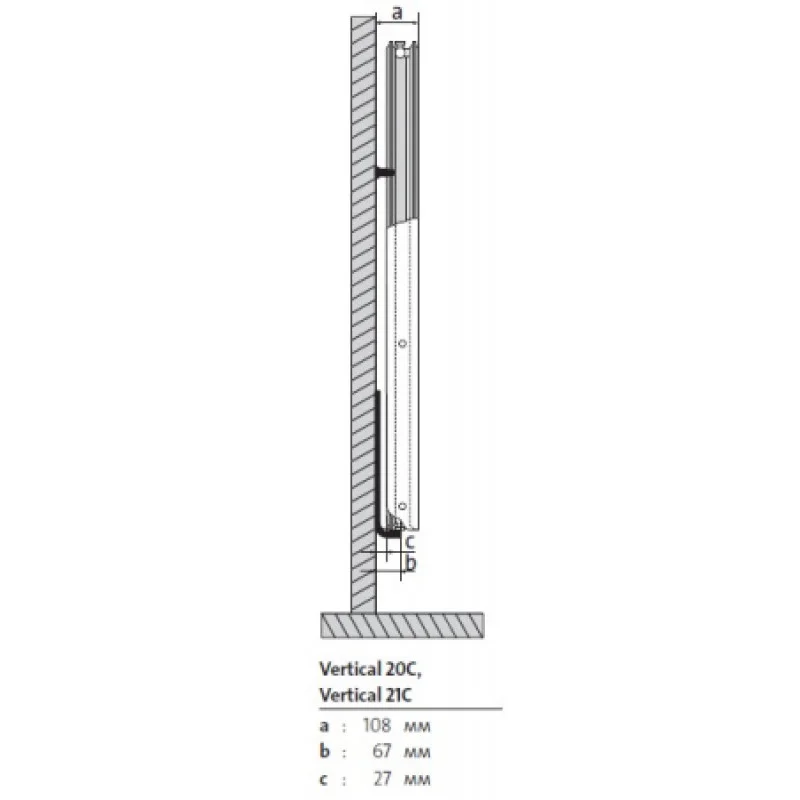 Стальной радиатор Purmo Vertical тип  21С, 2100x300 мм