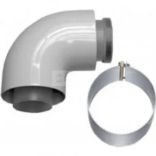 Колено Protherm 90° Ду80 с точкой отбора белое (турбо)