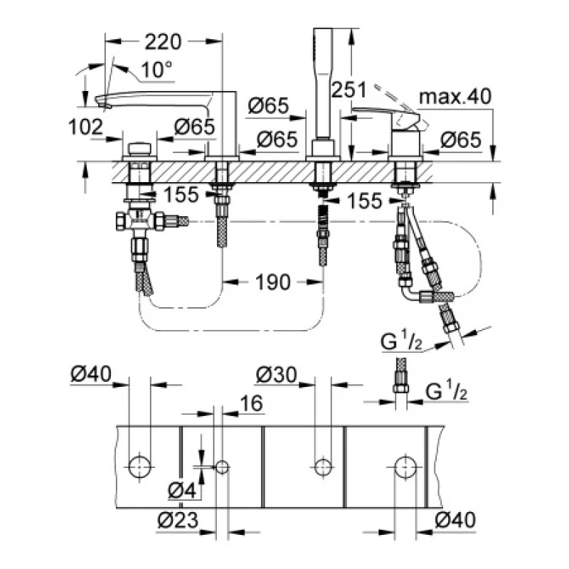 Смеситель для ванны Grohe Eurostyle Cosmopolitan 23048003