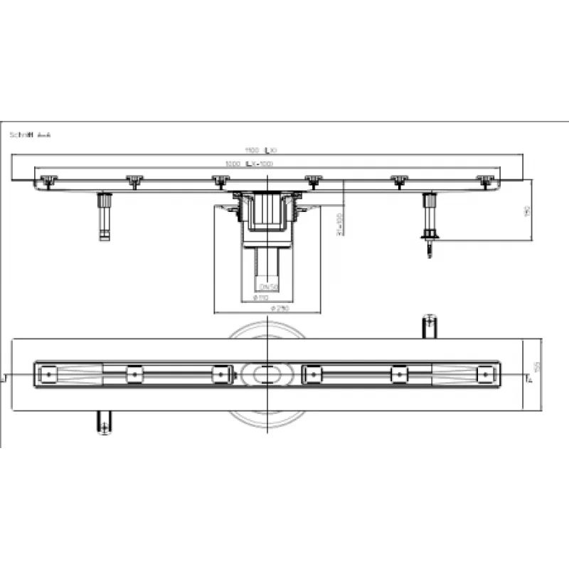 Душевой лоток HL вертикальный без решетки HL50FV.0/110