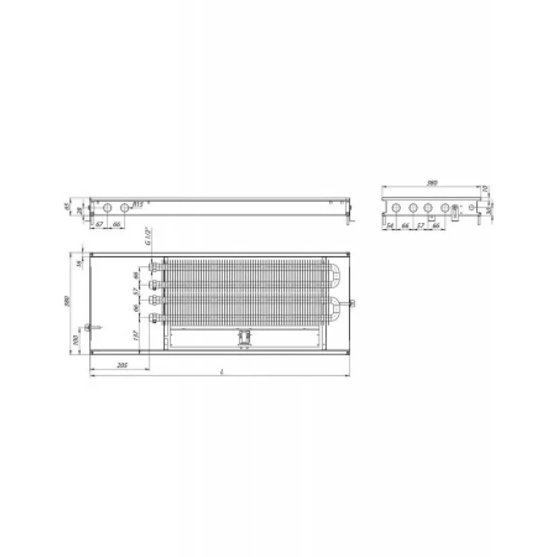 Внутрішньопідлоговий конвектор CARRERA CV2 (Inox) 380/3000/65