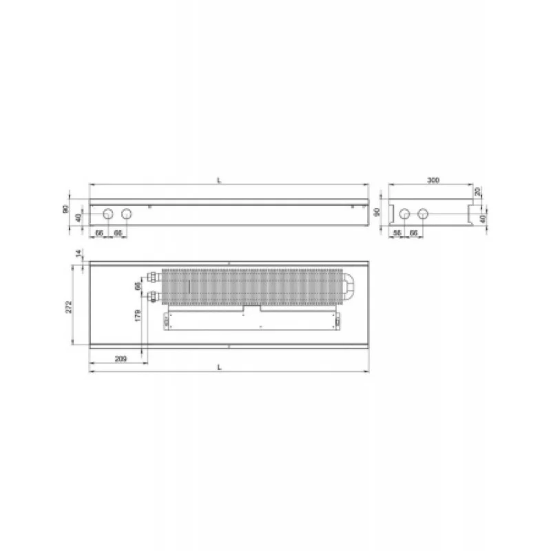 Внутрипольный конвектор CARRERA SV (Inox) 250/2000/ 90