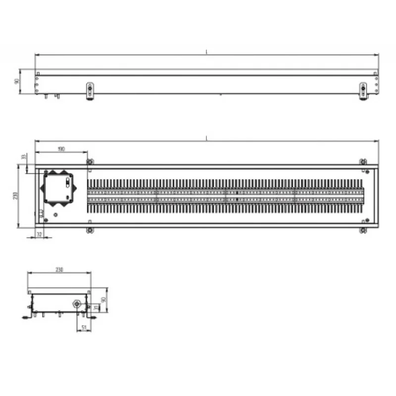 Внутрипольный конвектор CARRERA SE (Inox) 230/1500/90 Electro 220