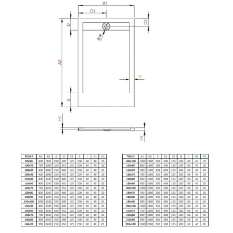 Душевой поддон RADAWAY Teos F 100x80 HTF10080-64