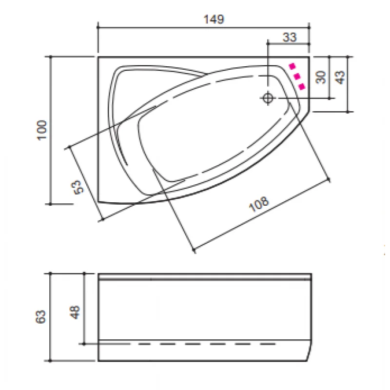 Ванна акриловая Balteco RHEA 150х100х63 15010063RHEARB