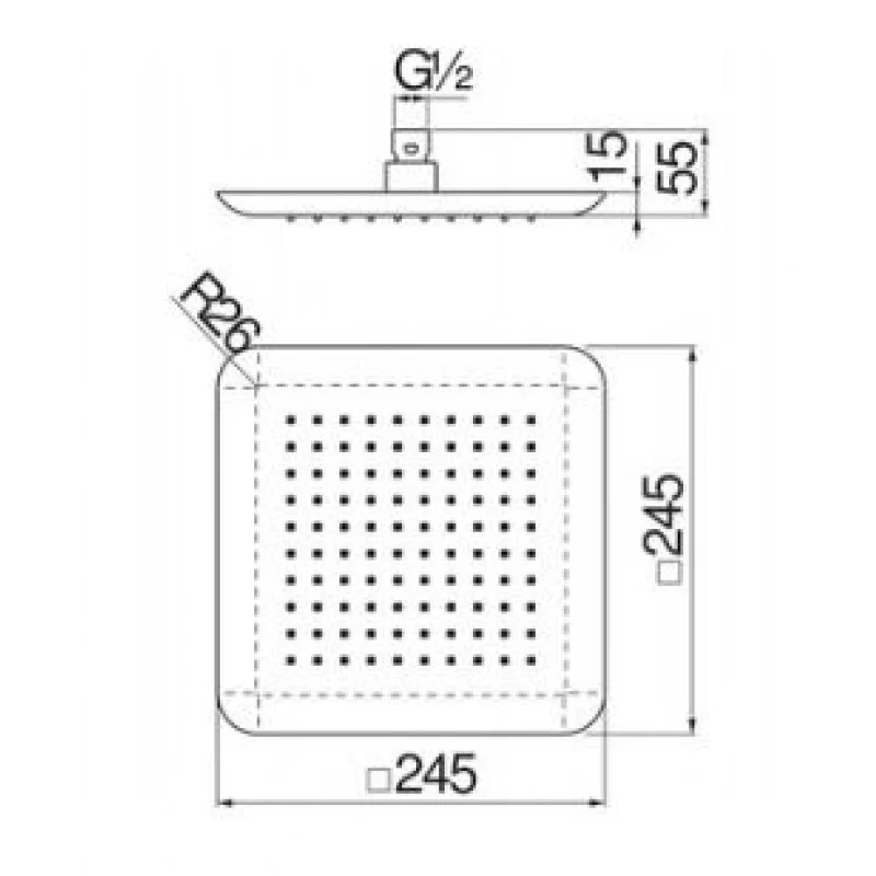 Верхній душ Nobili 245x245 мм AD139/122BM