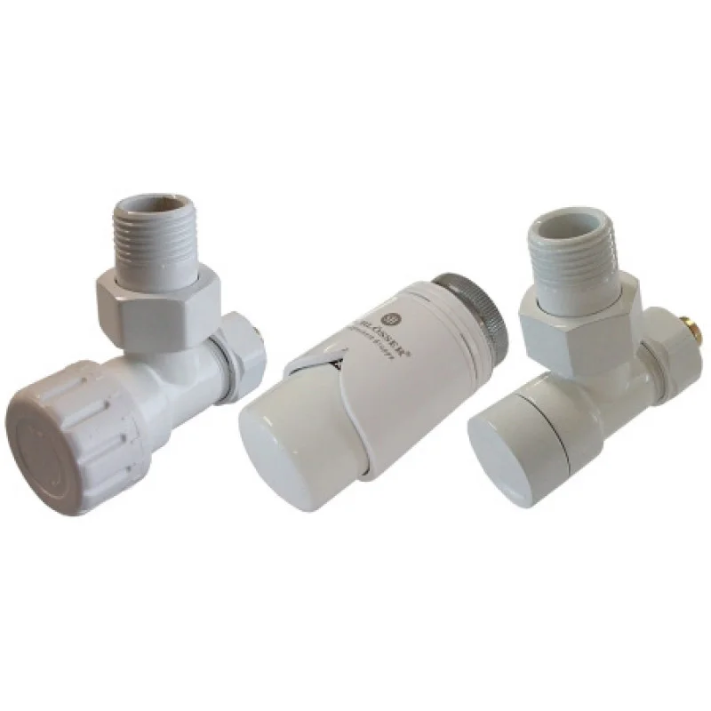 Комплект термостатический Schlosser Elegant угловой GZ 1/2 x 16x2 mm PEX белый 604200012