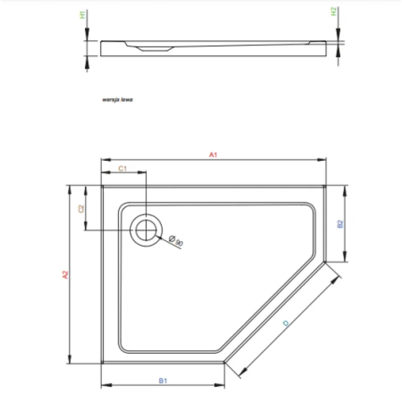 Душовий піддон RADAWAY Doros PT E 1000х900х50 R SDRPT1090-01-64SR