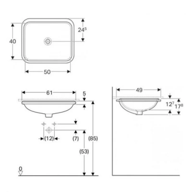 Раковина Geberit VariForm 580х490 мм 500767012