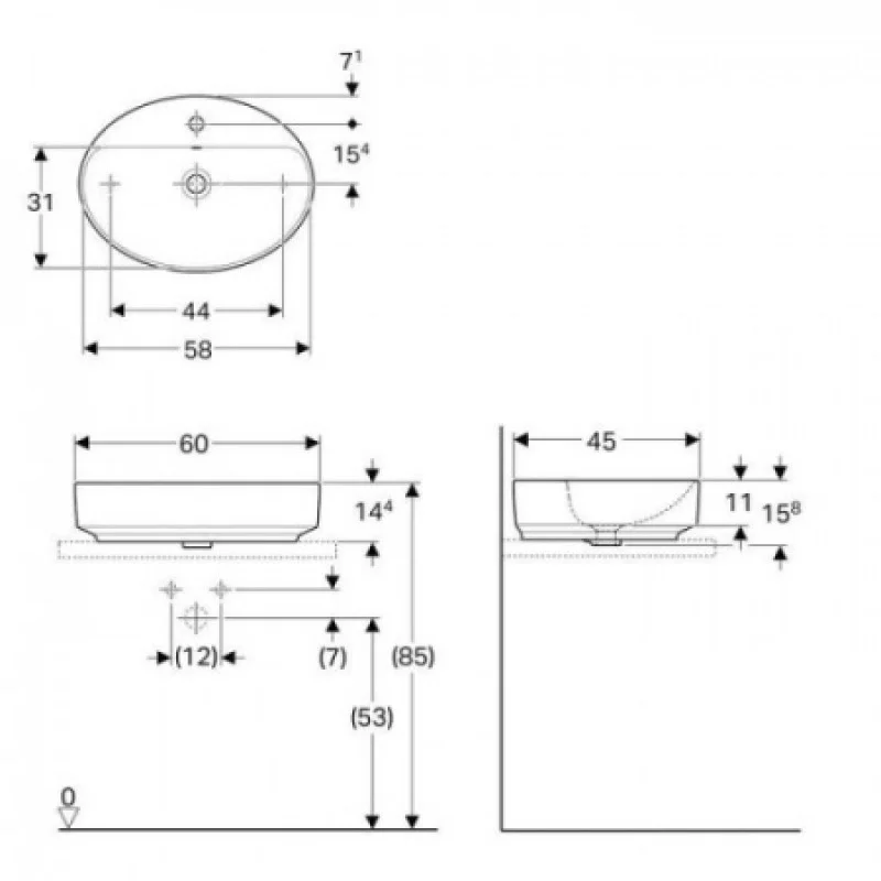Раковина Geberit VariForm 400мм 500768012