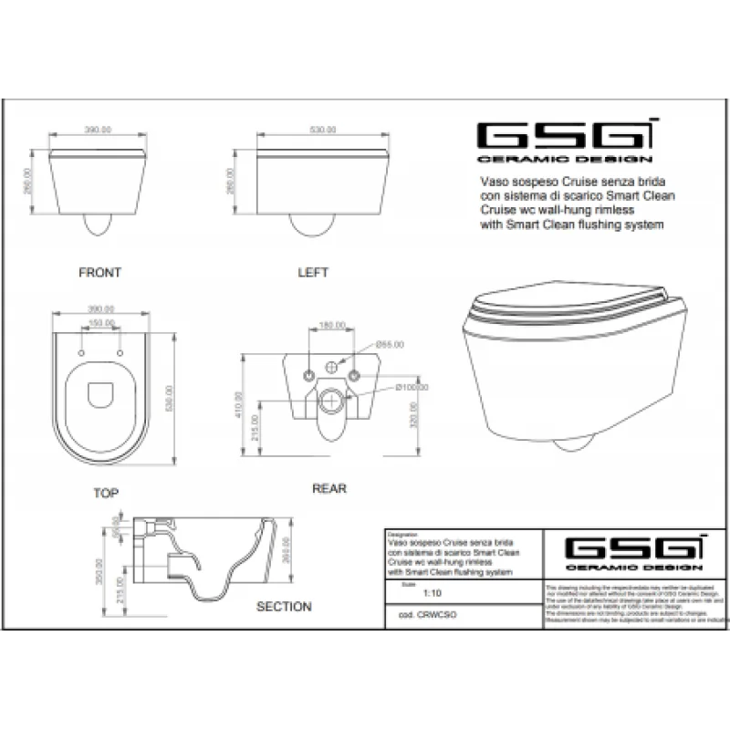 Унитаз подвесной GSG Cruise CRWCSO021