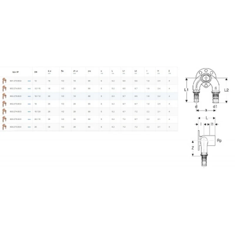Колено настенное проходное Geberit Mepla 20-1/2-16 L=6.7см 602.275.00.5