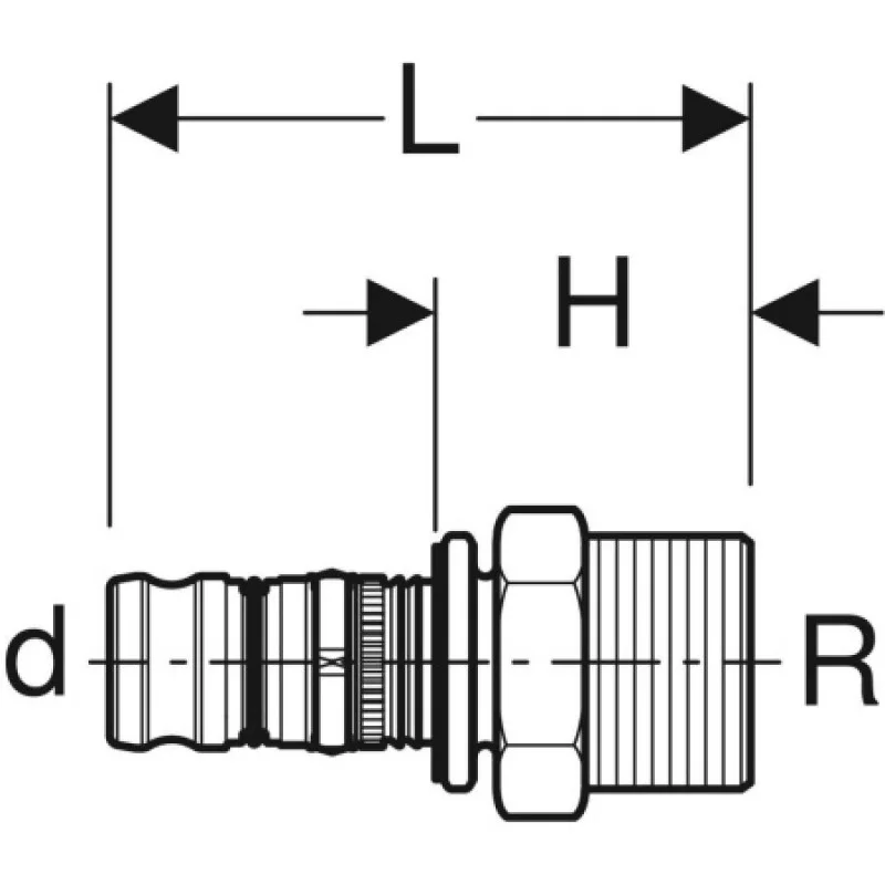 Переходник Geberit Mepla разборной с наружной резьбой 20-3/4-3/4 602.591.00.5