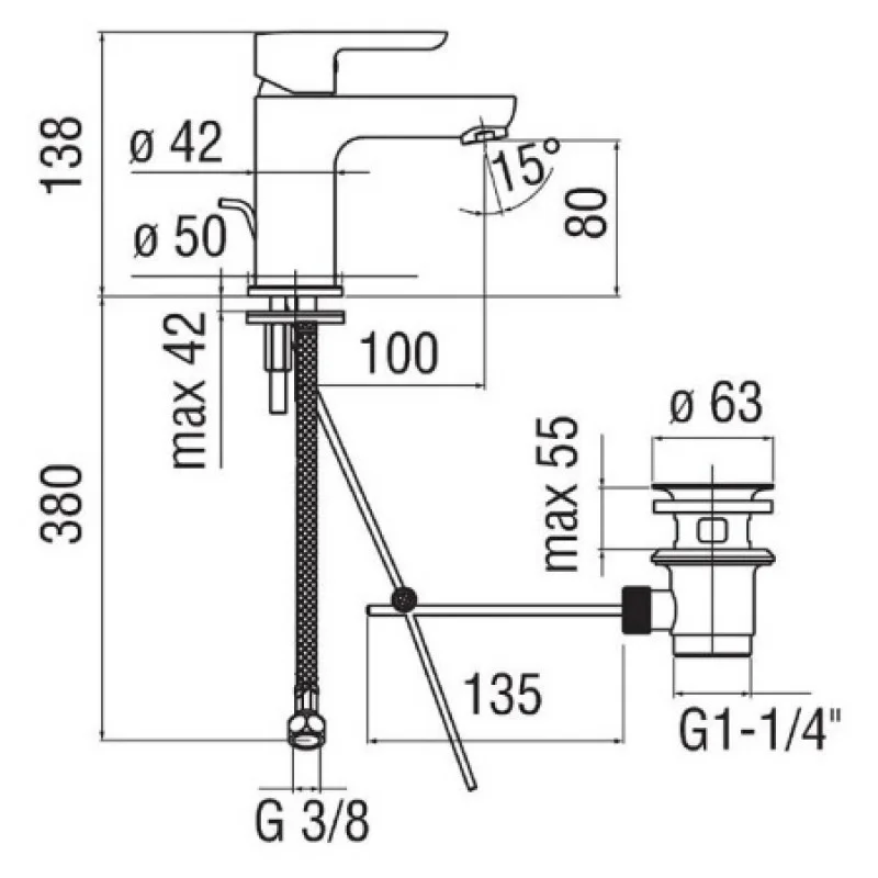 Смеситель для раковины Nobili ABC AB87118/1CR
